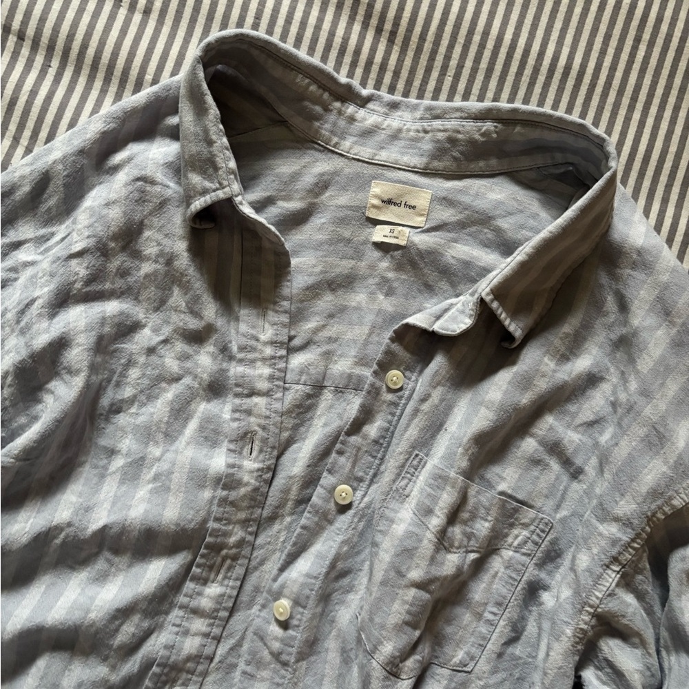 Aritzia Wilfred Free Blue & White Stripe Shirt
